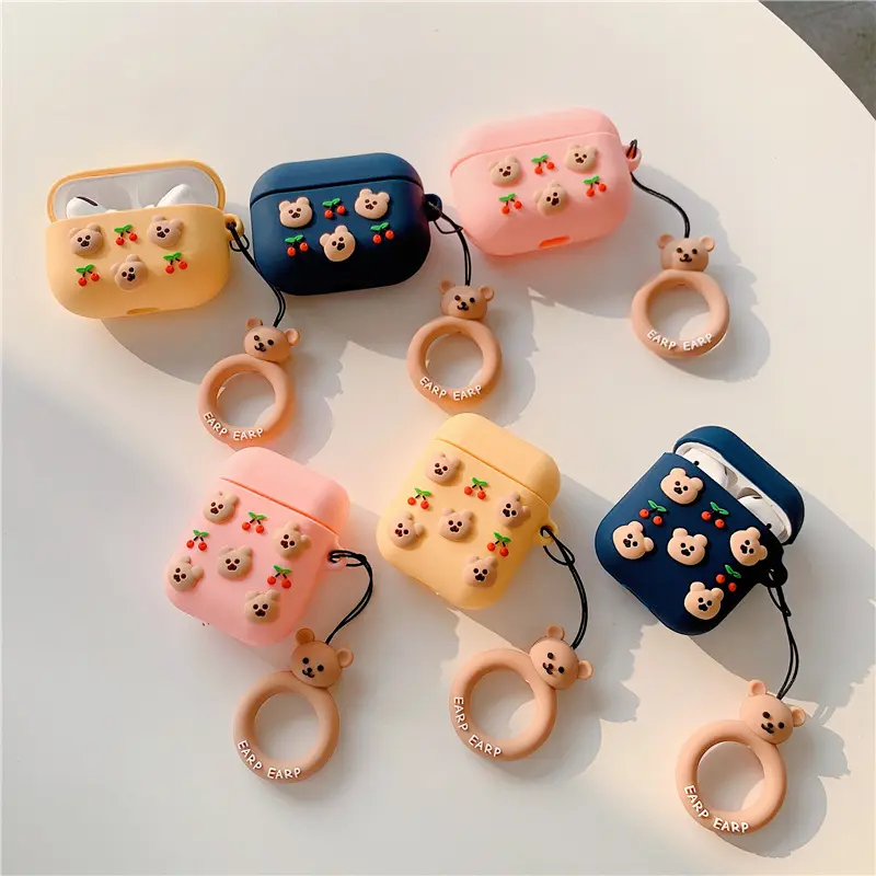 Cherry Bear Face Airpod Case Cover (3 Colours)