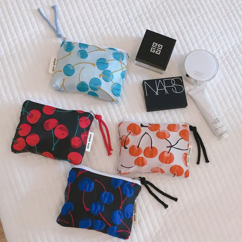 Cherry Pattern Zipper Pouch (4 Colours)