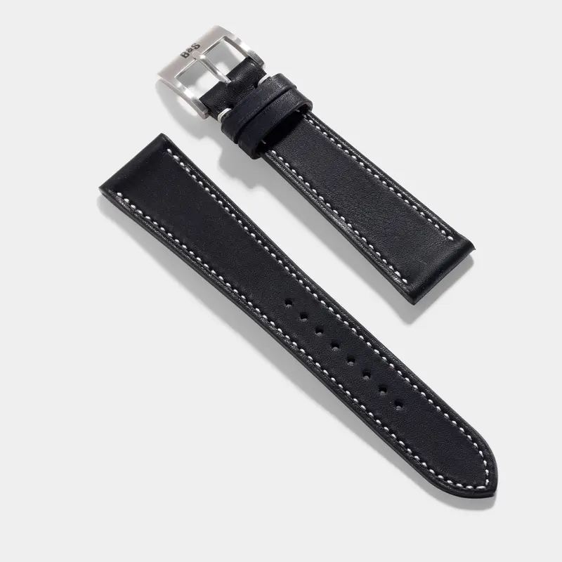 Chevalin Black Leather Watch Strap