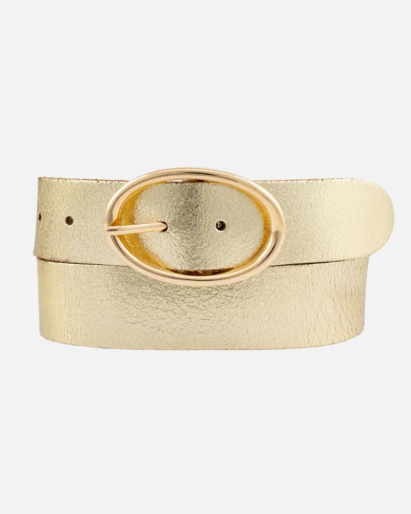 Chi │ Metallic Leren Riem met Slanke Ovale Gesp