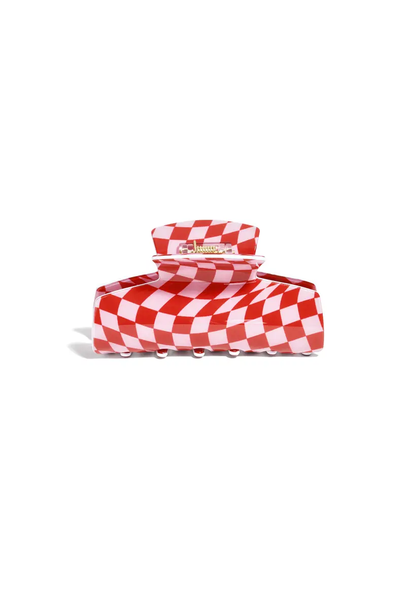 Chic Red Plaid Hair Clip for Valentine's Day