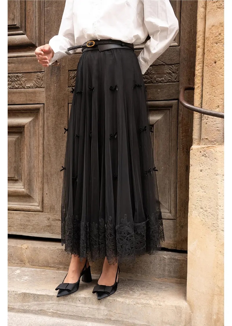 Choklate Paris Bows & Broderie 50s Tulle Skirt Black