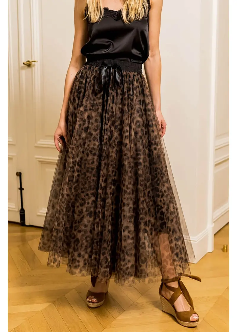 Choklate Paris Leopard 50s Tulle Skirt Brown