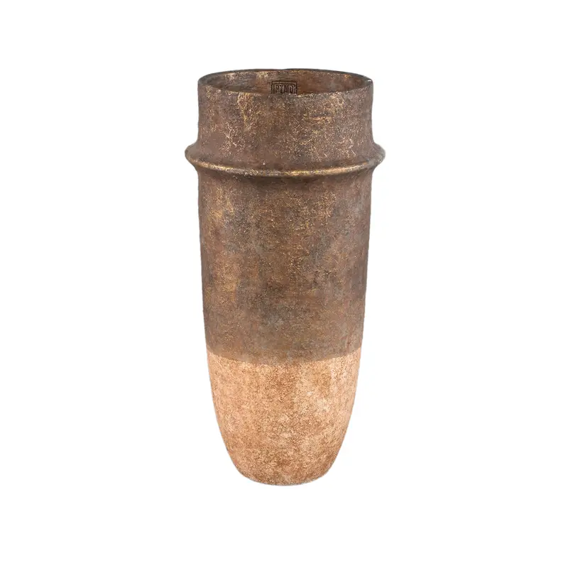 Christenee Grey half brown cement round pot high L PTMD
