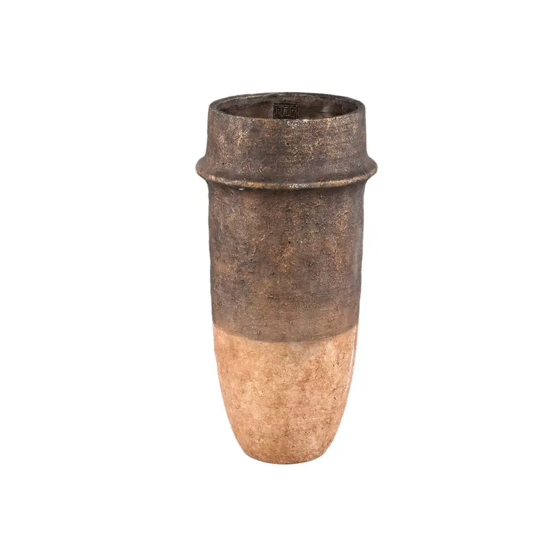 Christenee Grey Half Brown Cement Round Pot High M PTMD