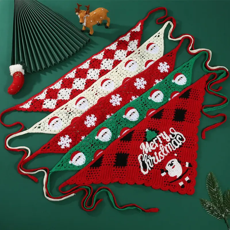 Christmas Crochet Triangle Scarf