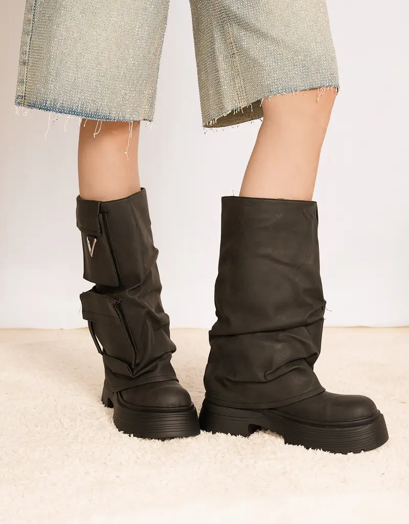 Chunky pocket biker boots
