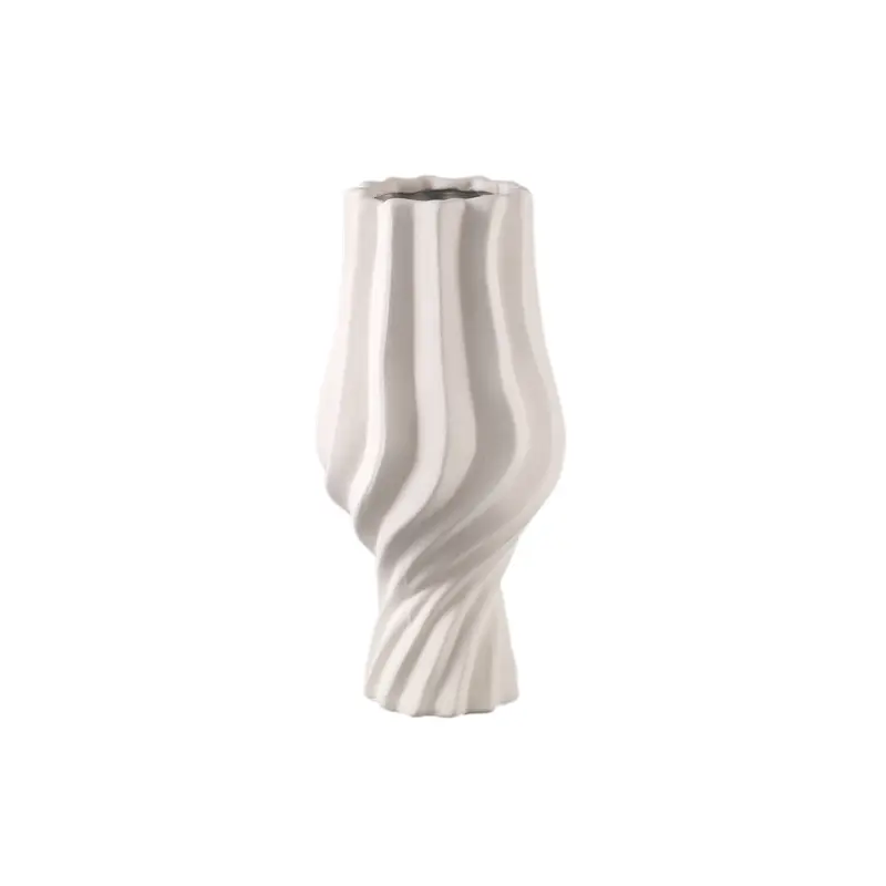Clair Cream Ceramic Swirl Vaas Large PTMD