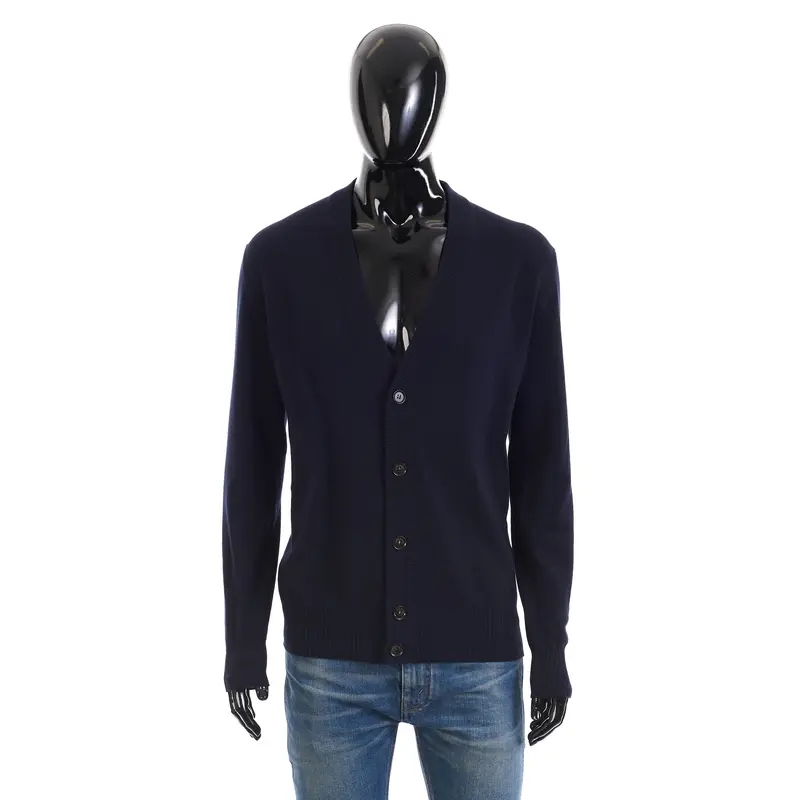Classic Cardigan In Navy Blue Baby Cashmere