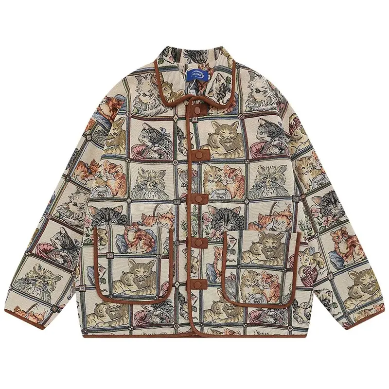 Classic Cat Brocade Pattern Jacket