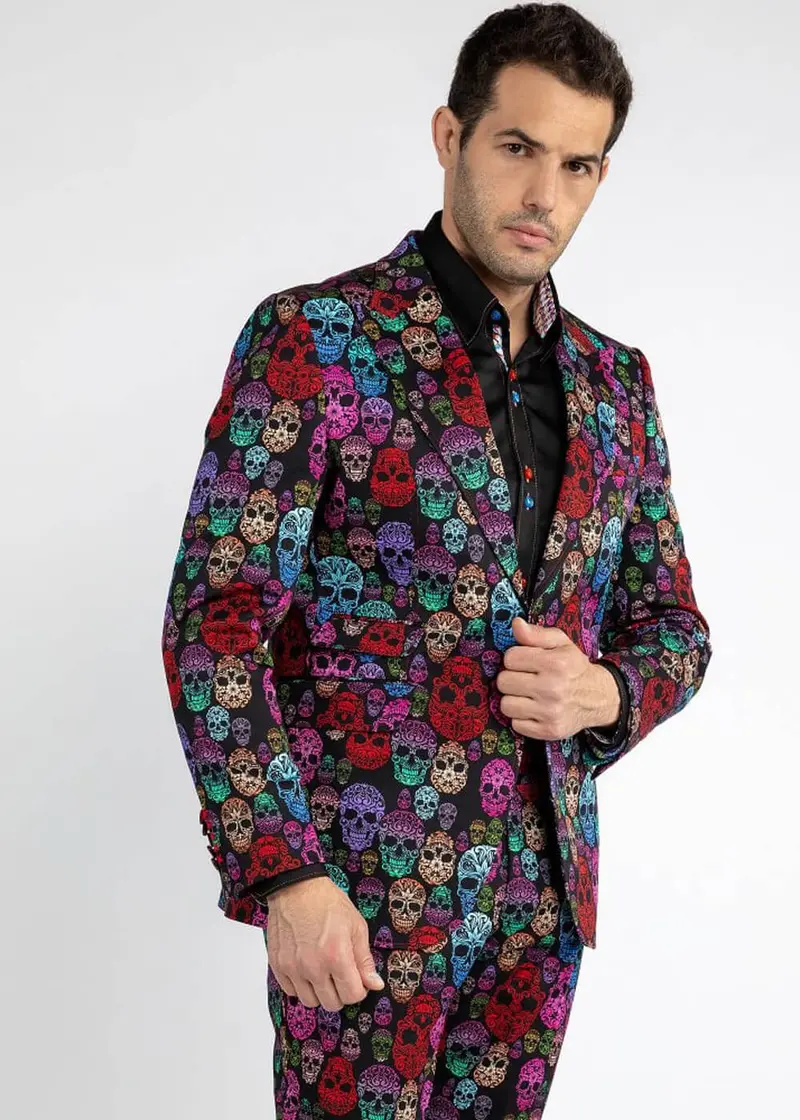 Claudio Lugli Men's Bright Skull Blazer Jacket Black