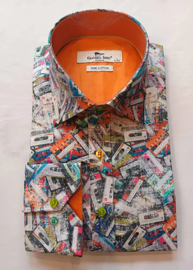 Claudio Lugli Men's Casette Deck Shirt Orange