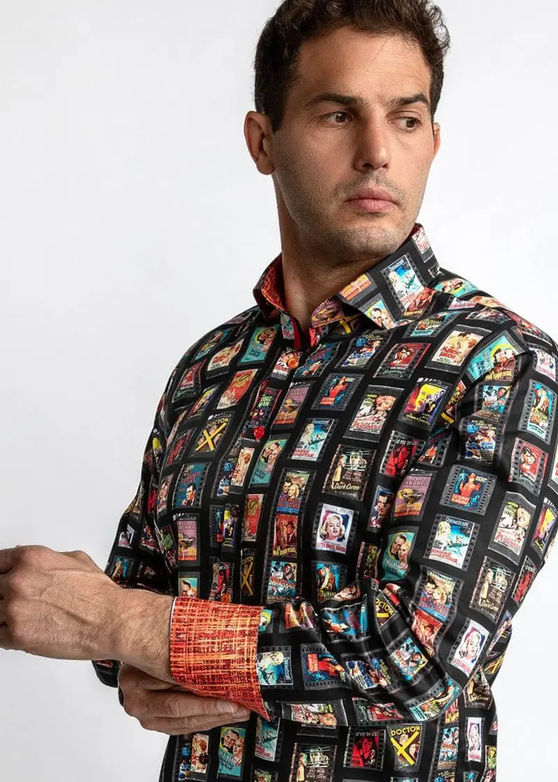 Claudio Lugli Men's Vintage Movie Reels Shirt Black