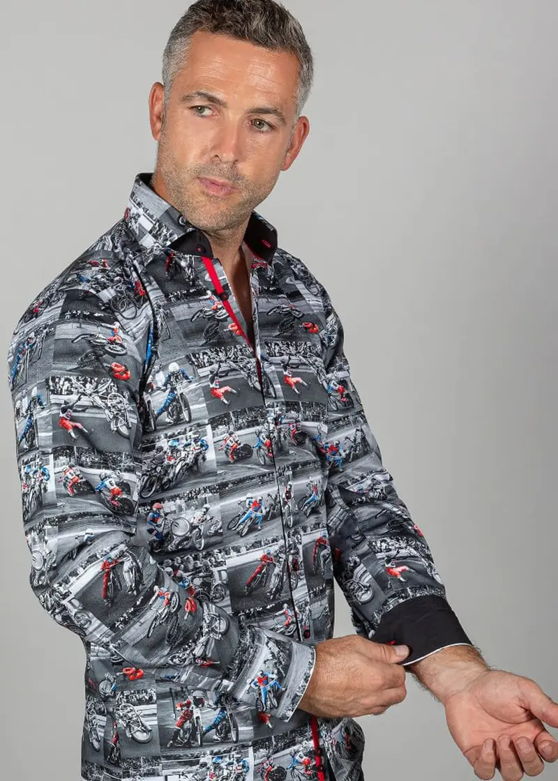 Claudio Lugli Men's Vintage Speedway Shirt Black