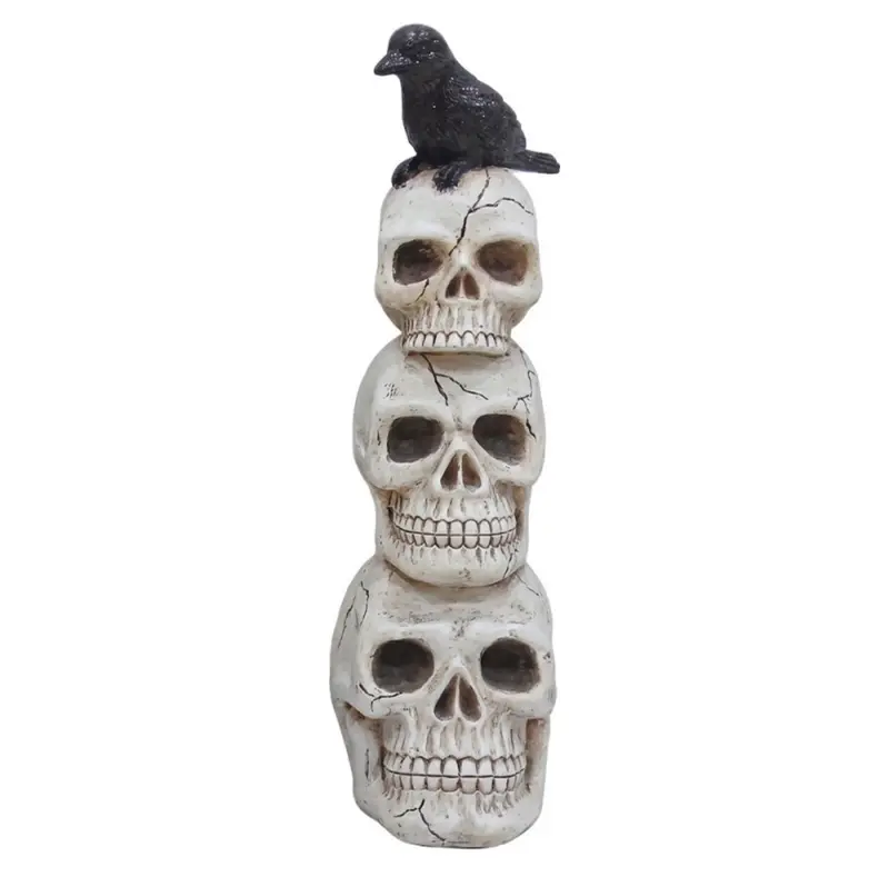Clayre & Eef Halloween Decoratieschedels met Kraai – 67 cm