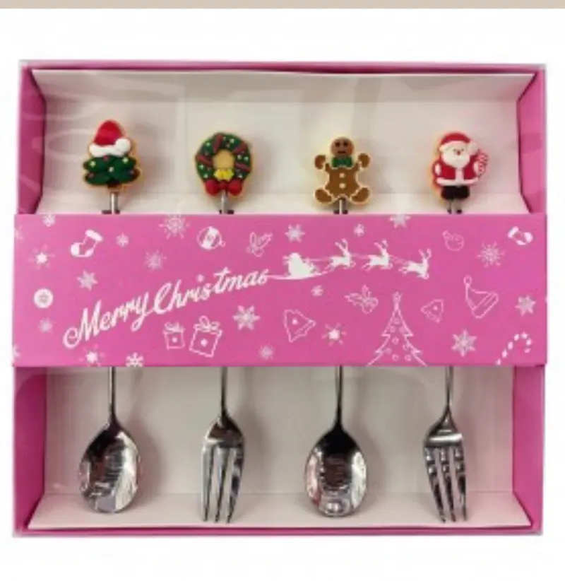 Clayre & Eef Kerst Dessertbestek – Set van 4