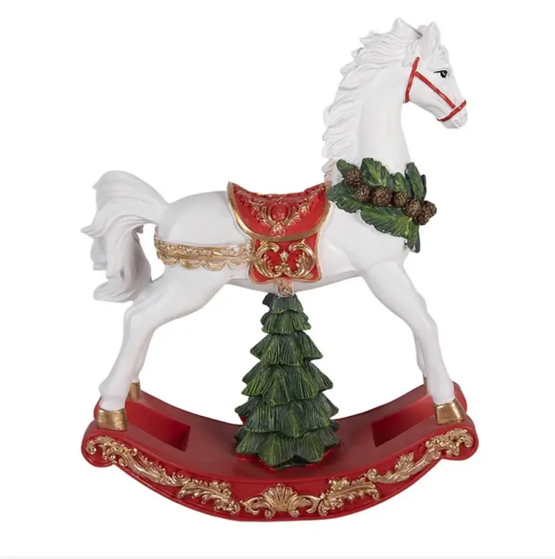 Clayre & Eef Kerst Hobbelpaard Wit – 39 cm