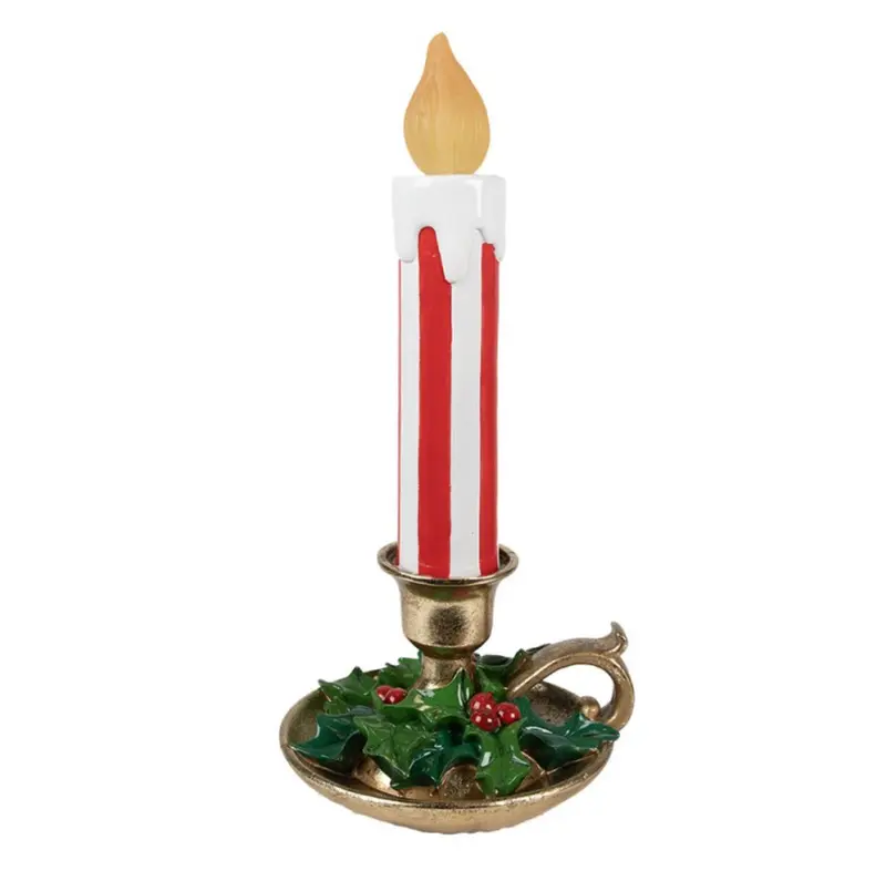 Clayre & Eef Kerstkandelaar met LED – 18 x 17 x 38 cm – Rood/Wit