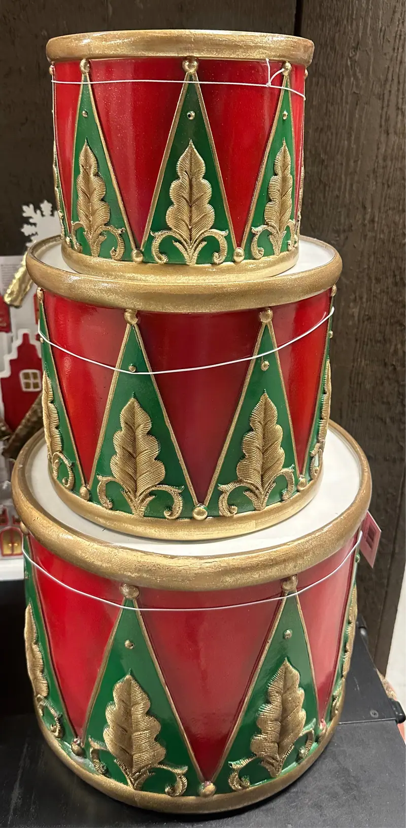 Clayre & Eef Kerstplantenbakken in Trommelvorm – Set van 3
