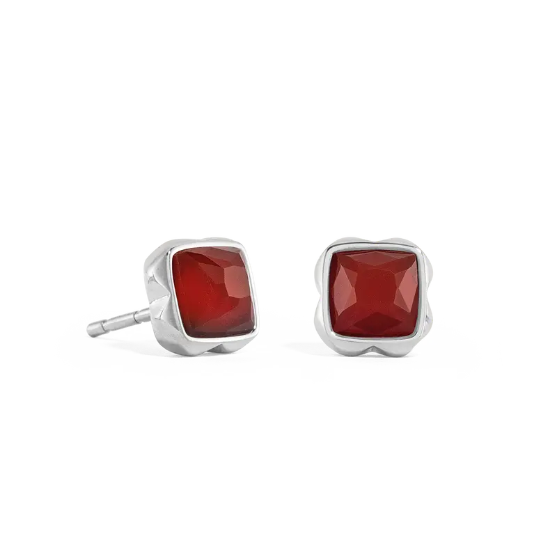 Coeur de Lion Birthstone January Earrings Red Agate