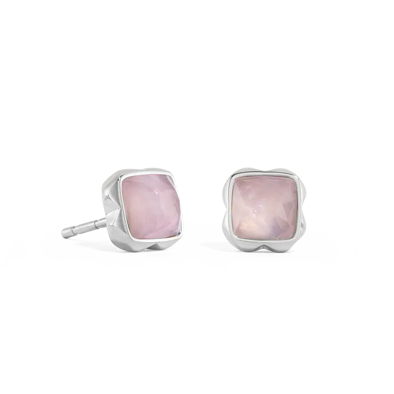 Coeur de Lion Birthstone October Earrings Rose Quartz Silver