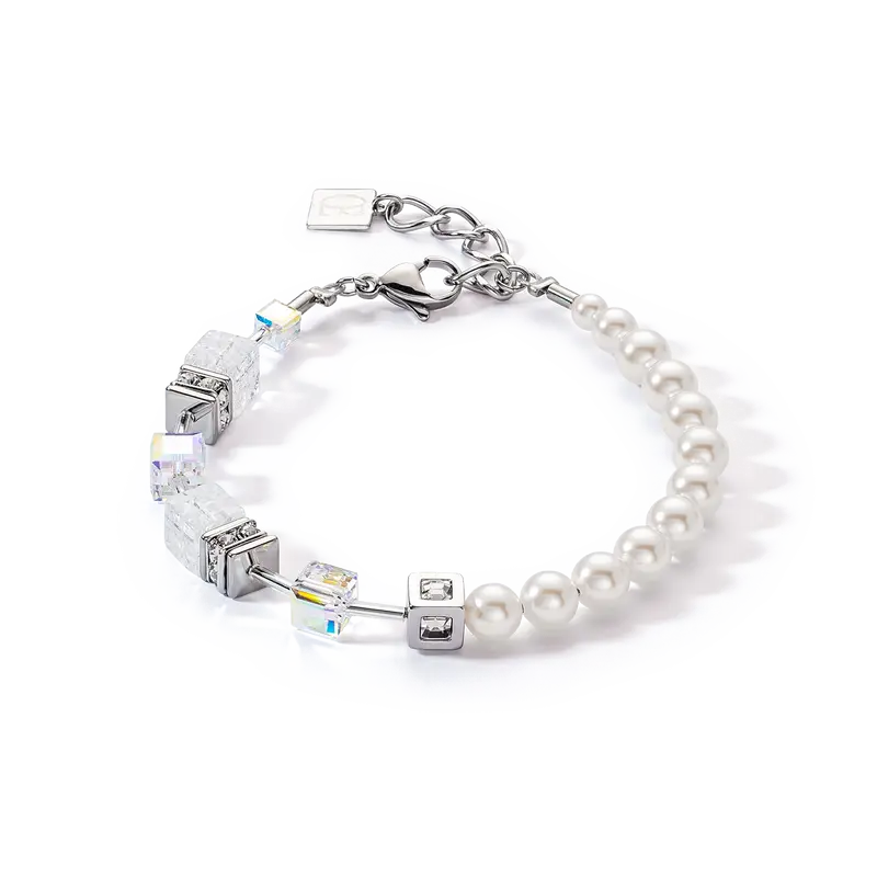 Coeur de Lion Geocube armband Precious Fusion Pearls wit