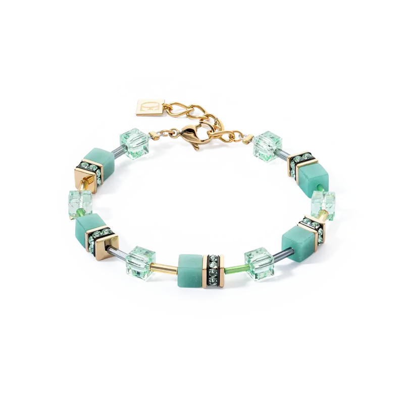 Coeur de Lion GeoCUBE® Iconic Mono Gold bracelet green