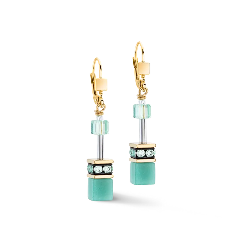 Coeur de Lion GeoCUBE® Iconic Mono Gold earrings green