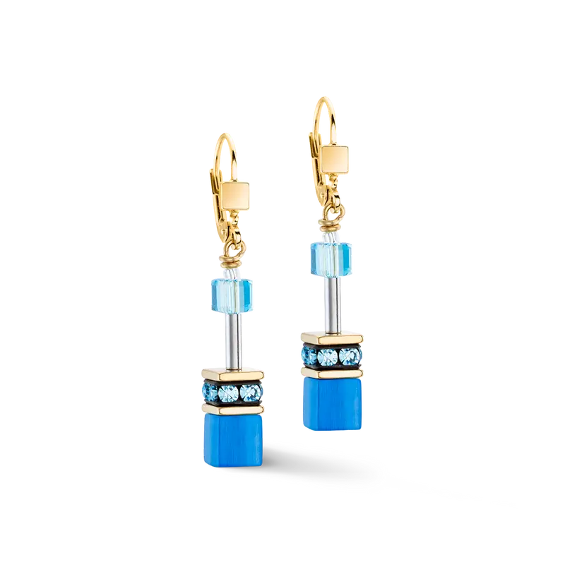 Coeur de Lion GeoCUBE® Iconic Mono Gold earrings turquoise