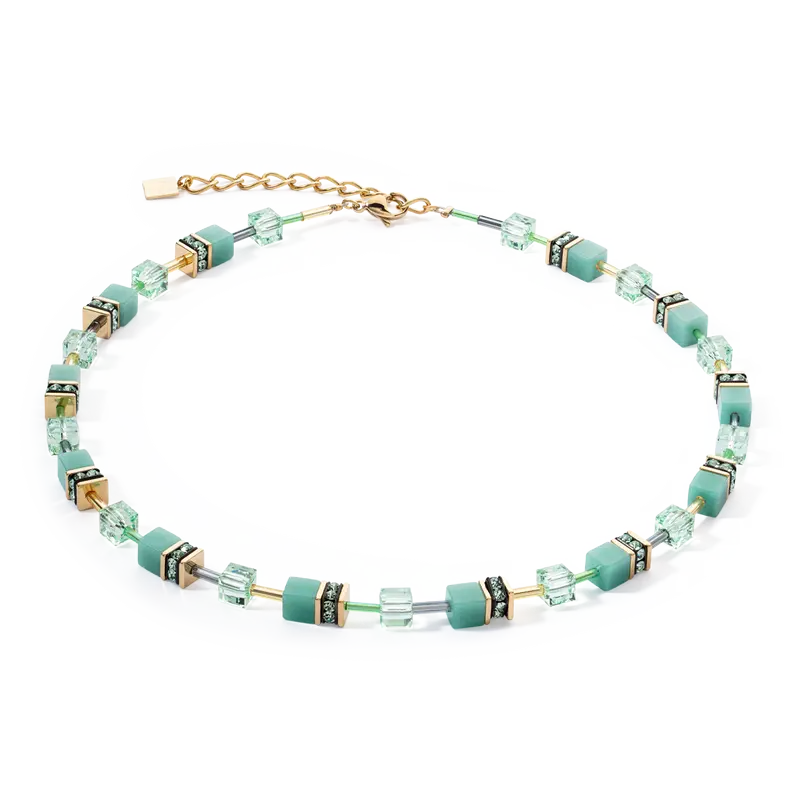 Coeur de Lion GeoCUBE® Iconic Mono Gold necklace green