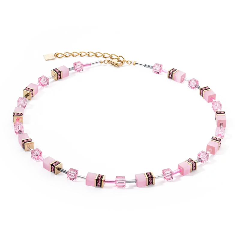 Coeur de Lion GeoCUBE® Iconic Mono Gold necklace pink