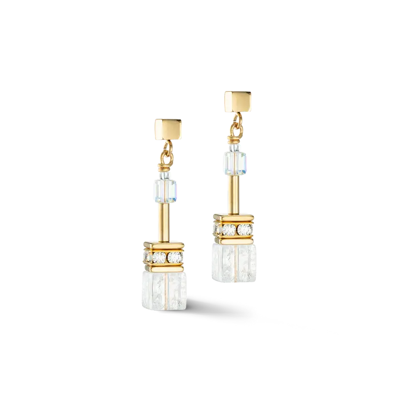 Coeur de Lion GeoCUBE Iconic Nature earrings gold white