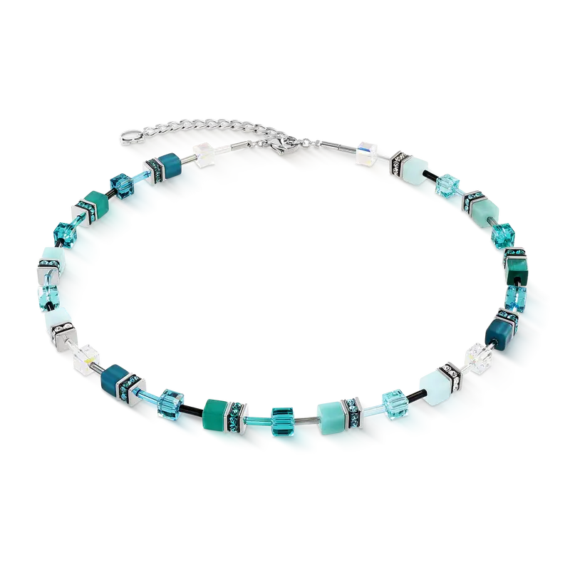 Coeur de Lion GeoCUBE® Iconic necklace Teal silver