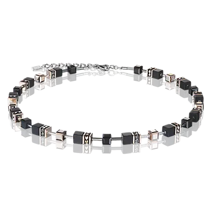 Coeur de Lion Geocube Ketting onyx zwart rosé