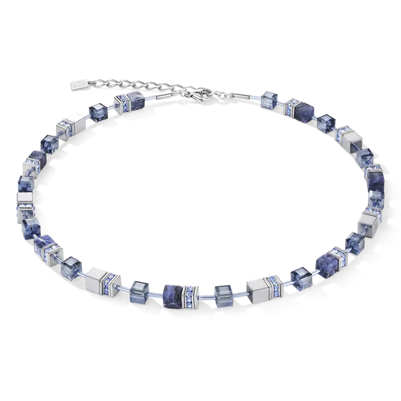 Coeur de Lion GeoCUBE® Necklace sodalite & haematite blue