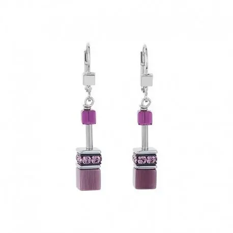 Coeur de Lion sieraad Geocube Oorbel purple