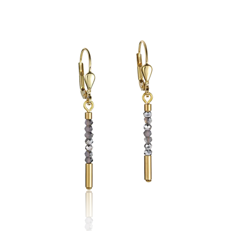 Coeur de Lion sieraad Geocube Oorbel Waterfall small stainless steel gold & glass silver