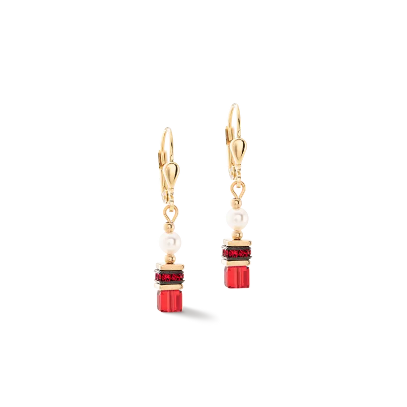 Coeur de Lion Sparkling Princess earrings gold-red