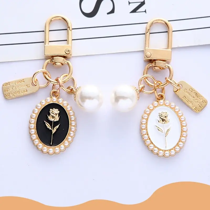 Coquette Rose in Pearls Charm Keychain (2 Designs)