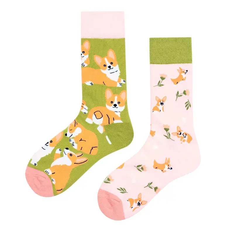 Corgi Mismatched Crew Socks