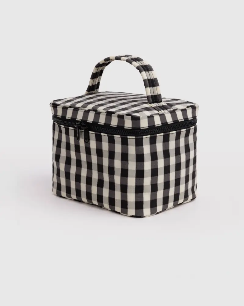 Cosmetic Case Large - Black & Cream Gingham [PRE ORDER]