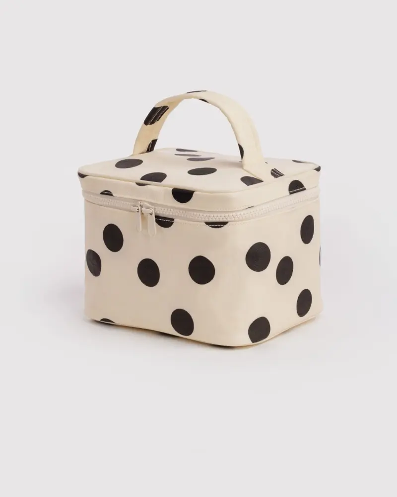 Cosmetic Case Large - Cream & Black Polkadot