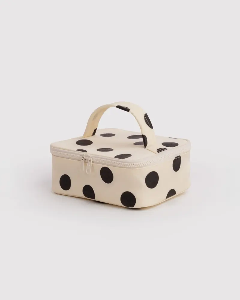 Cosmetic Case Small - Cream & Black Polka Dot