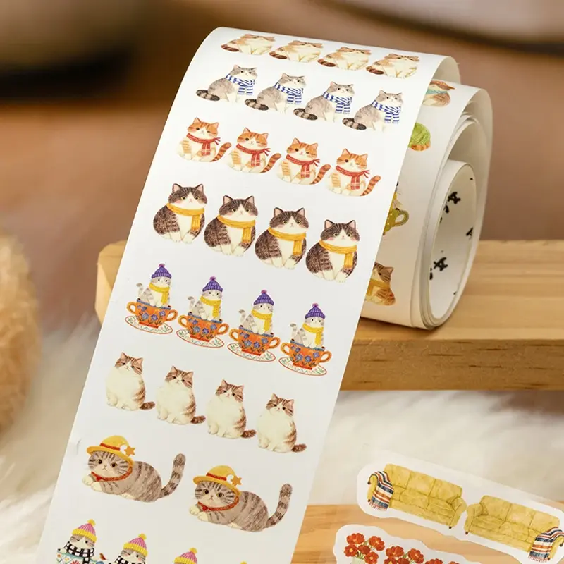Cottages, Cats and Coffee Sticker Rolls