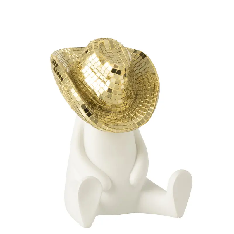 Cowboy Mozaïek Polyresin Wit/Goudkleurig