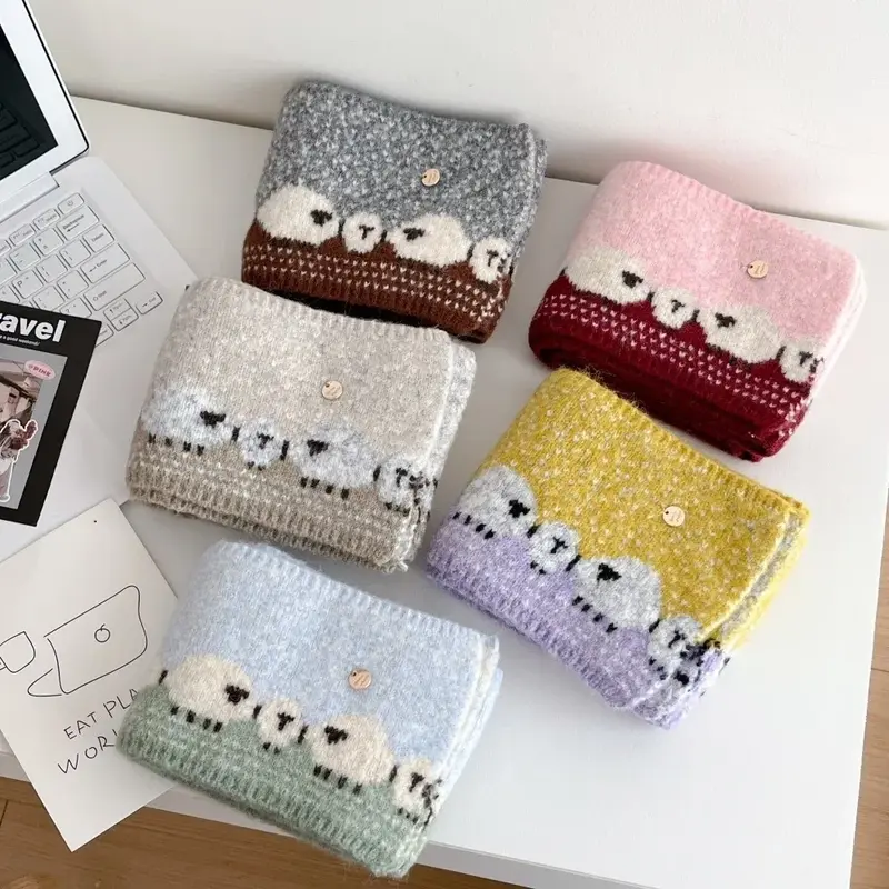 Cozy Sheep Friends Knitted Scarf