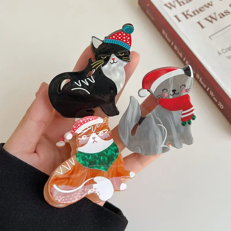 Cozy Winter Kitty Acrylic Hair Claw Clip (3 Designs)