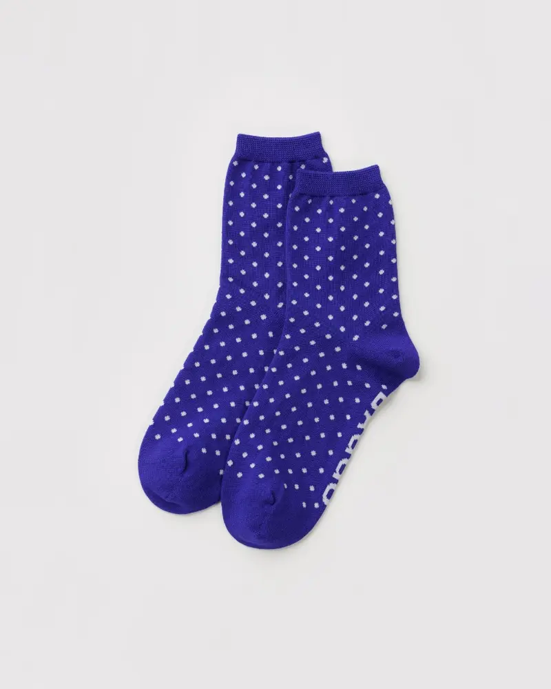 Crew Socks - Micro Blue & White Polkadot