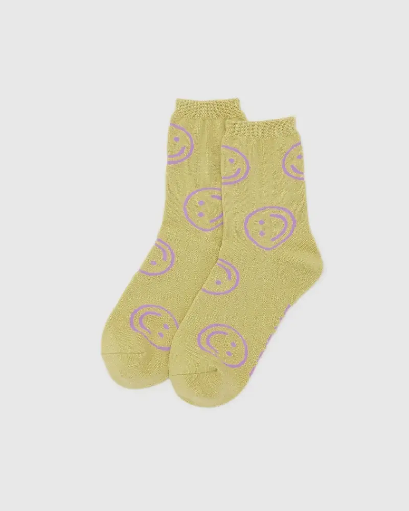 Crew Socks - Straw Happy