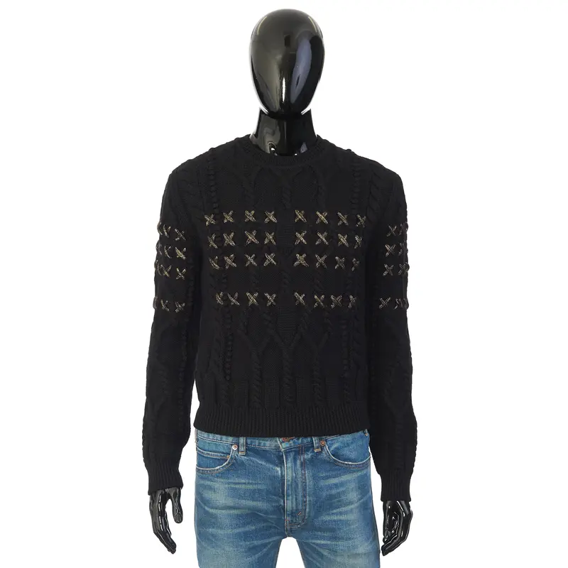 Crewneck Sweater In Black Wool Blend